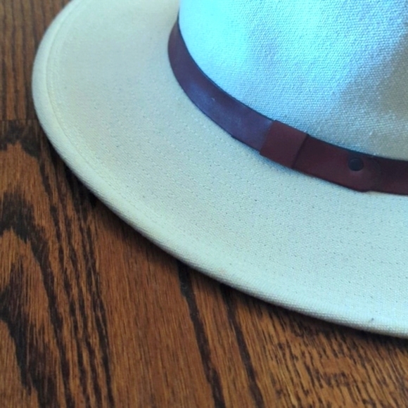 Vtg New York Hat & Cap Co. Cream Fedora Cotton Panama Hat Outdoors Brown Band - Picture 5 of 7